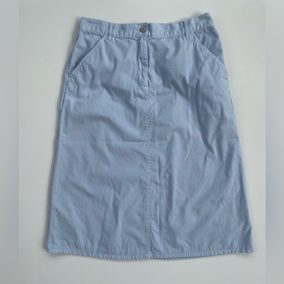 Orvis Light Blue Preppy Chino Cotton Midi Length Skirt Size 10 - Picture 1 of 8
